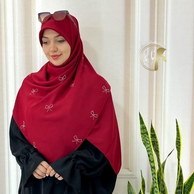 روسری حریر کرپ زرشکی