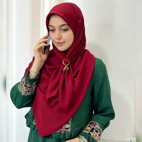 روسری حریر کرپ زرشکی