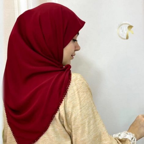 روسری حریر کرپ زرشکی
