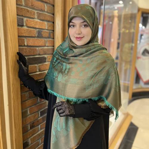 روسری نخ ابریشم ژاکارد لمه دار خرید عمده