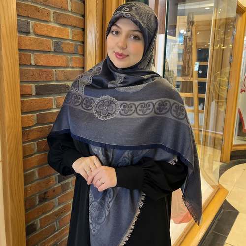 روسری نخ ابریشم ژاکارد لمه دار خرید عمده