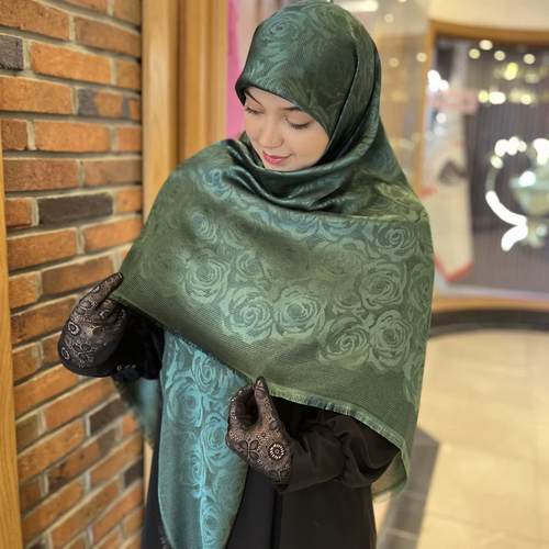 روسری نخ ابریشم ژاکارد لمه دار خرید عمده